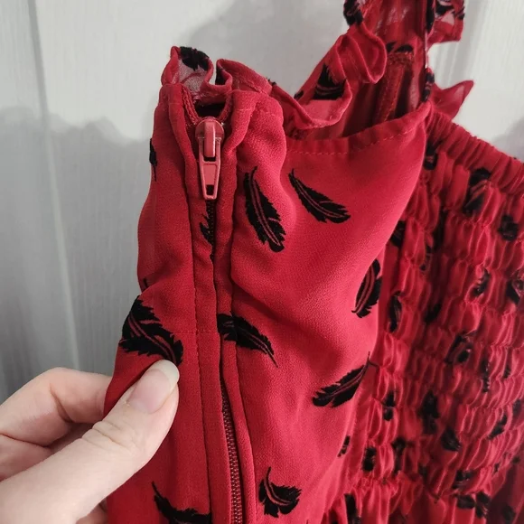 Royal Bones red chiffon high low whimsigoth dress fairy babydoll large - Picture 4 of 14